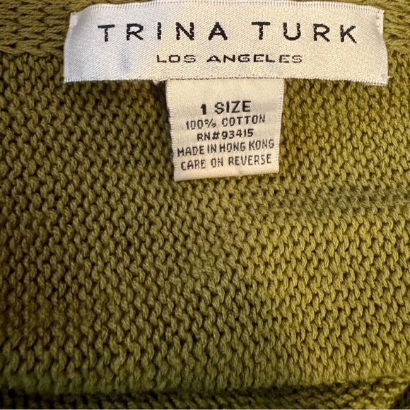 TRINA TURK Green Knit Poncho With Fringes - Picture 5 of 5